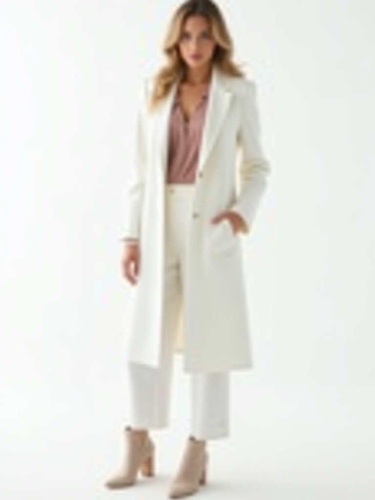 Blazer long blanc avec poches